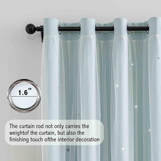 Anytime Romantic Kids Curtain, Hollow-Out Stars Window Curtain Double Layer - Image 3