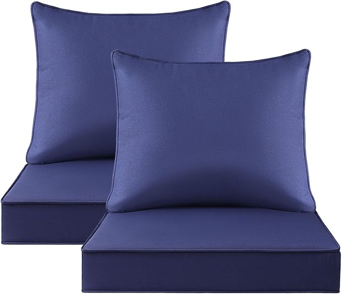Outdoor Patio Chair Cushions Set, Water-Repellent, Fade Resistant, Deep Seat by Unimatta