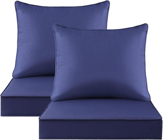 Outdoor Patio Chair Cushions Set, Water-Repellent, Fade Resistant, Deep Seat by Unimatta