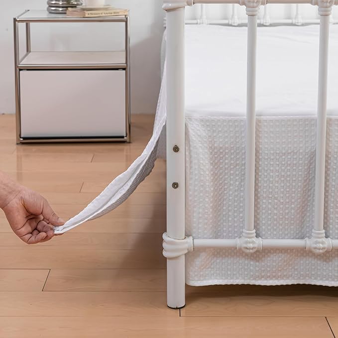 Queen Bed Skirt, Pleated Waffle Weave Bed Skirt by xuandian