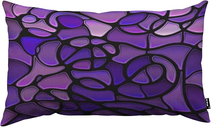 TKS MITLAN Glass Mosaic Pillow Covers 12 x 20 Inch Purple Abstract Stained by TKS+MITLAN