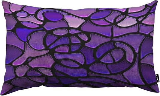 TKS MITLAN Glass Mosaic Pillow Covers 12 x 20 Inch Purple Abstract Stained by TKS+MITLAN