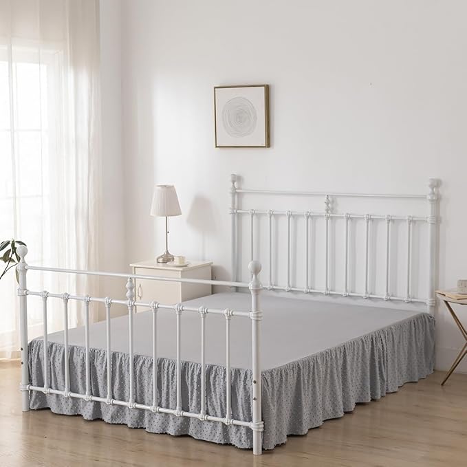 Tufted Dot Bed Skirt Full Size Ruffled Bed Skirt - Image 3