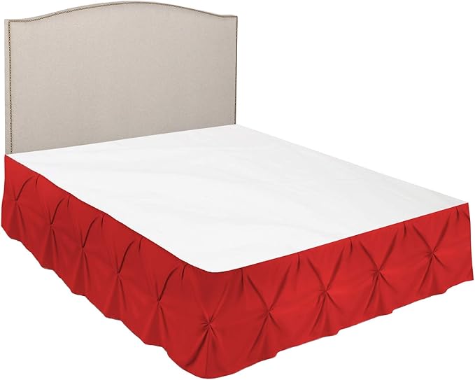 Nestl Red Bed Skirt Twin Size, Pinch Pleat Twin Bed Skirt, Hotel Quality Red - Image 7