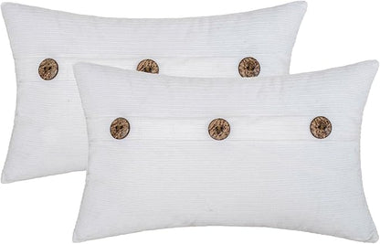 HWY 50 White Chenille Throw Pillow Covers 12x20 Inch by HWY50