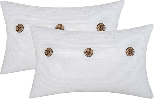 HWY 50 White Chenille Throw Pillow Covers 12x20 Inch by HWY50