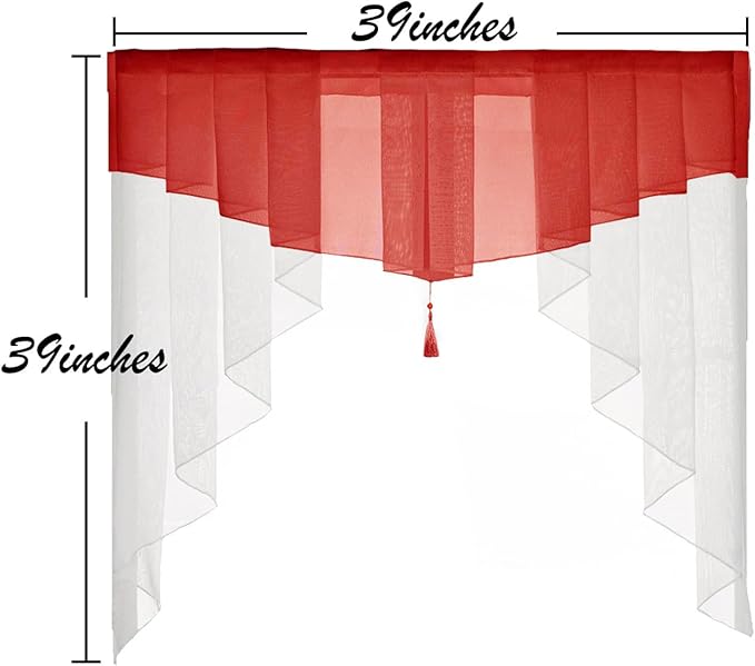 Swag Sheer Valance Curtains for Living Room Kitchen, Voile Tassel Rod Pocket - Image 2