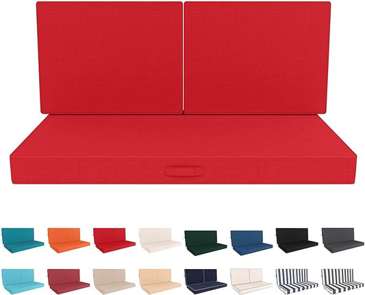 Outdoor Loveseat Cushion Set 46 x 26 Inch, Waterproof & Fade-Resistant Deep by Vulacko