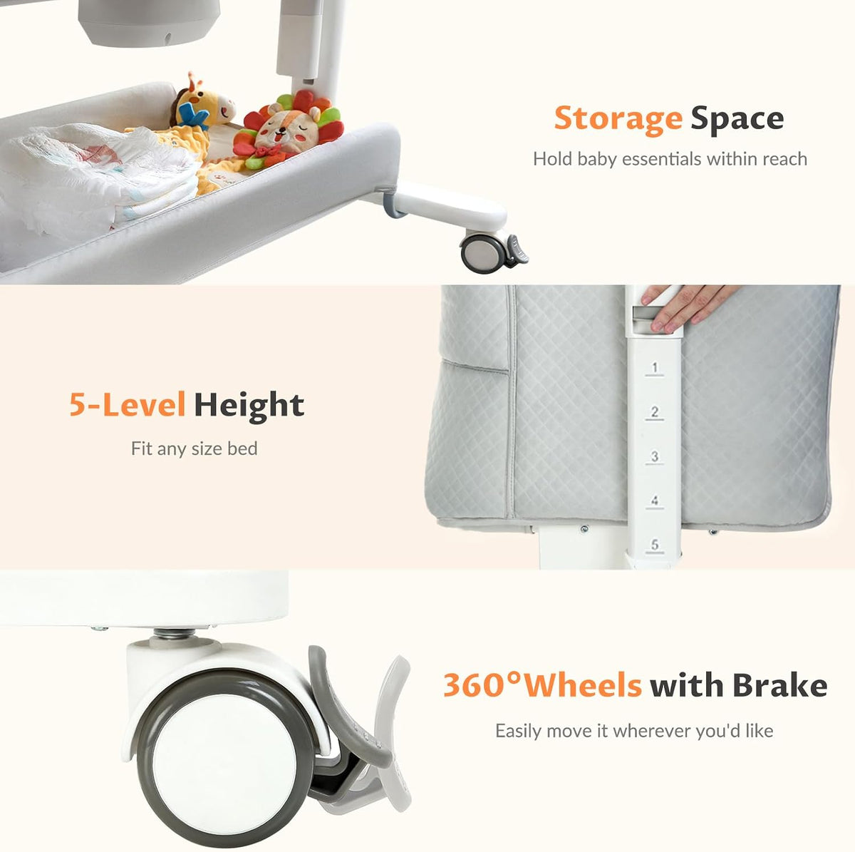 vavasoo electric bassinet for newborns with automatic rocking, view 9