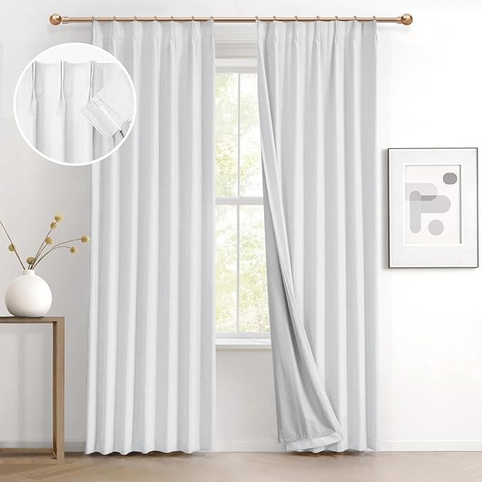 IVAPUPU Linen Pinch Pleated Full Blackout Curtains by IVAPUPU
