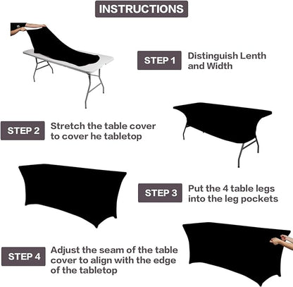 IVAPUPU 4FT Spring Table Cloth for Rectangular Fitted Events Stretch Black - Image 4