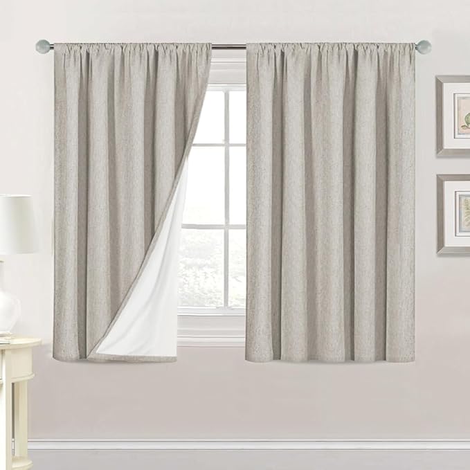 H.VERSAILTEX Linen Look 100% Blackout Curtains 45 Inches Long by HVERSAILTEX