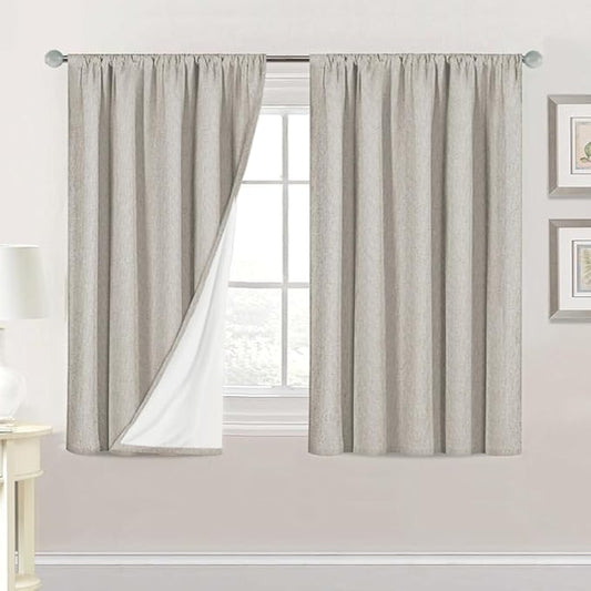 H.VERSAILTEX Linen Look 100% Blackout Curtains 45 Inches Long by HVERSAILTEX