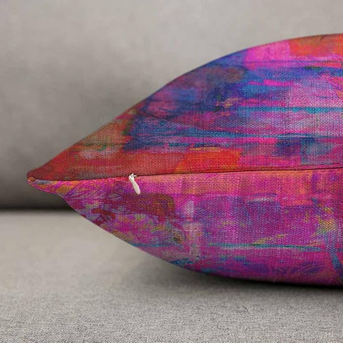 TKS MITLAN Art Abstract Pillow Cover 12x20 inch Bright Fuchsia Magenta Pink Red - Image 5