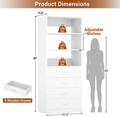 aheaplus closet drawers system, 21.3" wood closet organizer, close-up detail