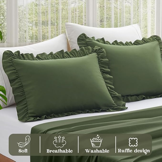 KKJIAF Ruffle Pillow Cases Standard Size Set of 2, Ruffled Pillow Covers - Image 4