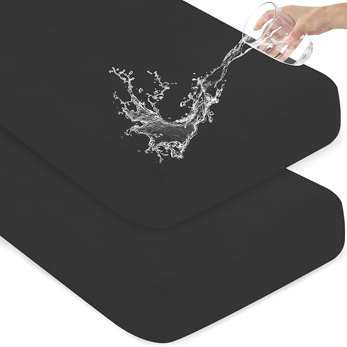 Waterproof Crib Sheets for Boys 2 Pack, Fitted Baby Crib Sheet Neutral 52" x by Magik+%26+Kover