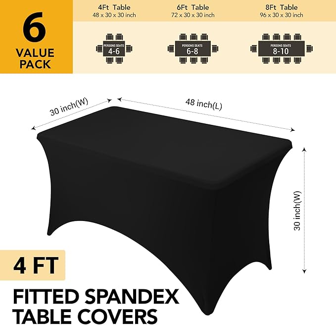 6-Pack Premium Black Spandex Tablecloths - Image 6
