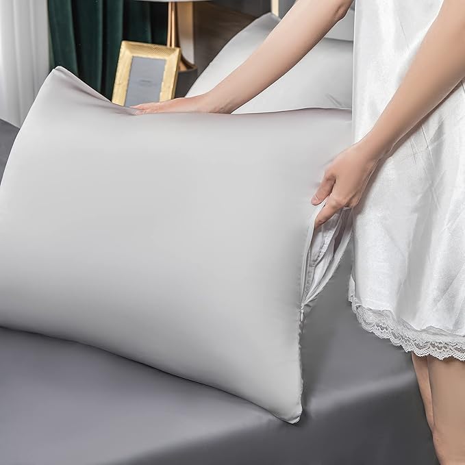 Mulberry Silk Pillowcase for Hair and Skin, King Size Cooling Silk Pillow Case - Image 6