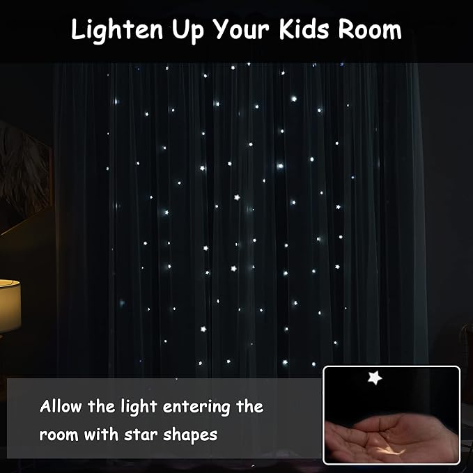 Kinryb Star Cutout Blackout 95 Inches Curtains Double Layer - Image 7