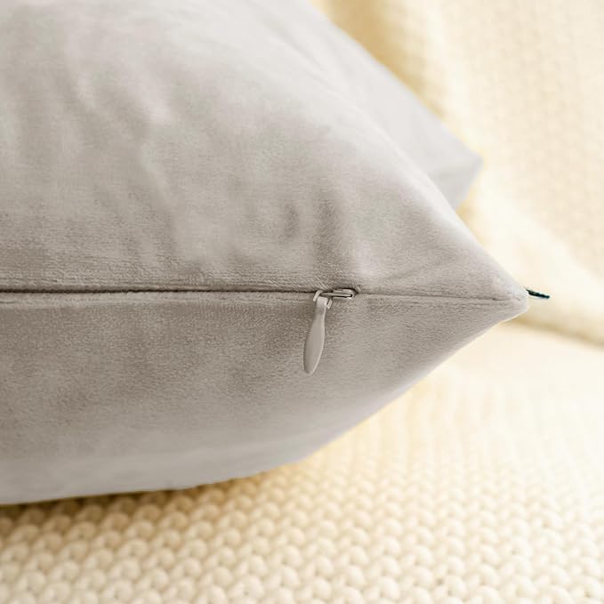HWY 50 Silver Gray Velvet Throw Pillow Covers 22x22 Inch - Image 4