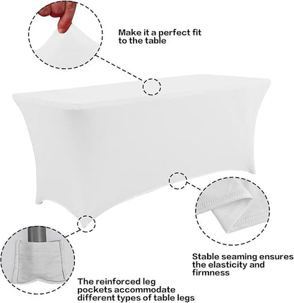 IVAPUPU 6FT Spring Table Cloth for Rectangular Fitted Events Stretch White - Image 2