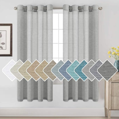 H.VERSAILTEX Linen Sheer Curtains 72 Pair Set Linen Textured Semi-Sheer by HVERSAILTEX