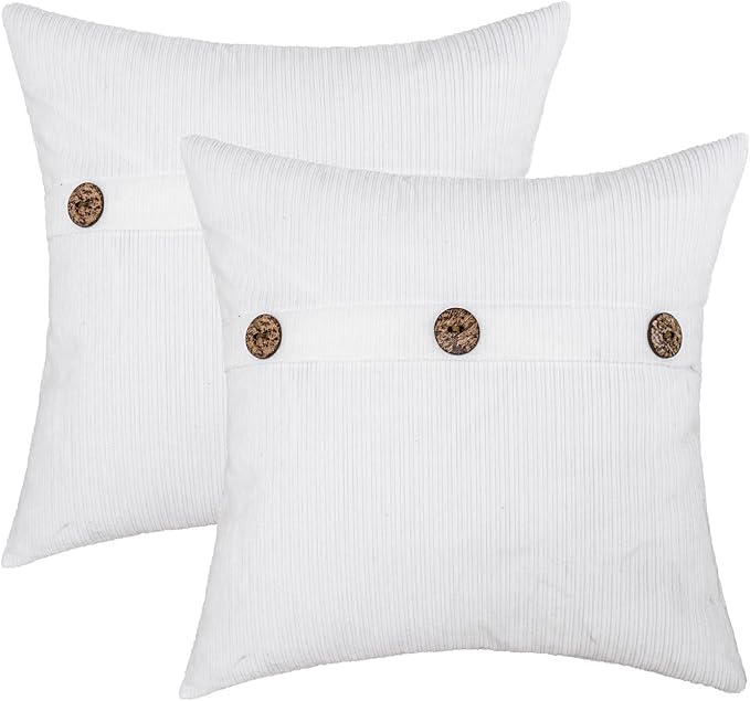 HWY 50 White Chenille Throw Pillow Covers 20x20 Inch by HWY50