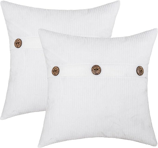 HWY 50 White Chenille Throw Pillow Covers 18x18 Inch by HWY50
