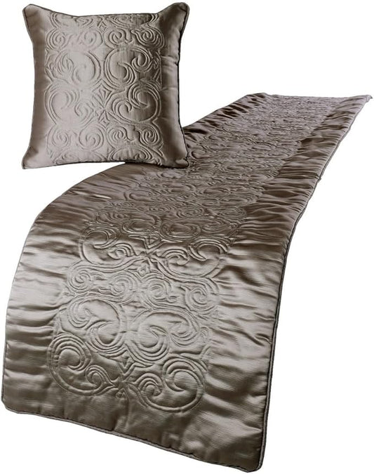 The HomeCentric Designer Silver Full 68 x 18 inch Bed Runner Without Pillow by TheHomeCentric
