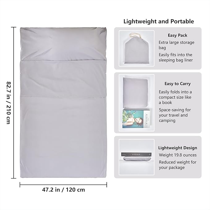 Sleeping Bag Liner Camping Adult Sleep Sack Lightweight Travel Sheet - Image 2