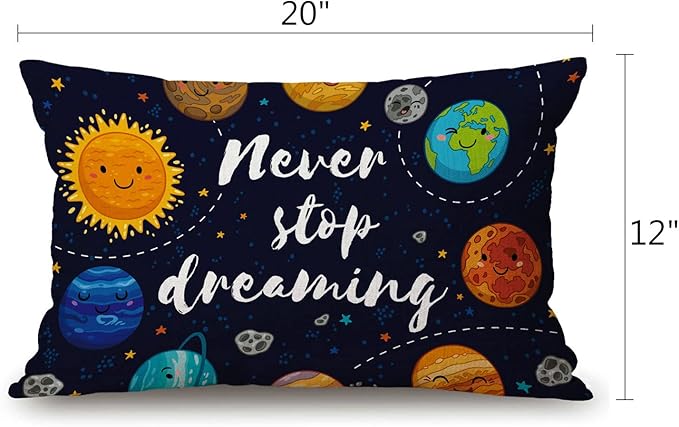 Solekla Throw Pillow Cover Cute Outer Space Planets and Star Cluster Solar - Image 2