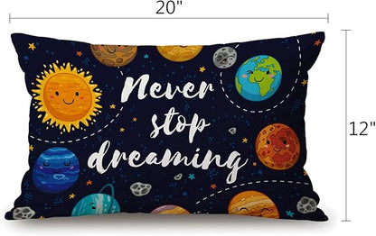 Solekla Throw Pillow Cover Cute Outer Space Planets and Star Cluster Solar - Image 2