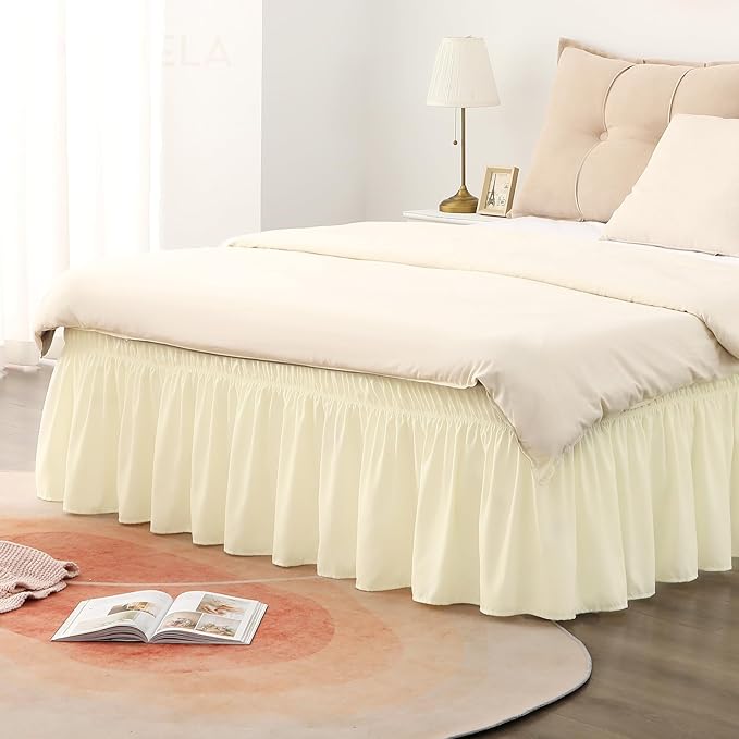 RIMELA Bed Skirt Queen Size 12 Inch Drop, Wrap Around Elastic Bedskirt Solid - Image 6