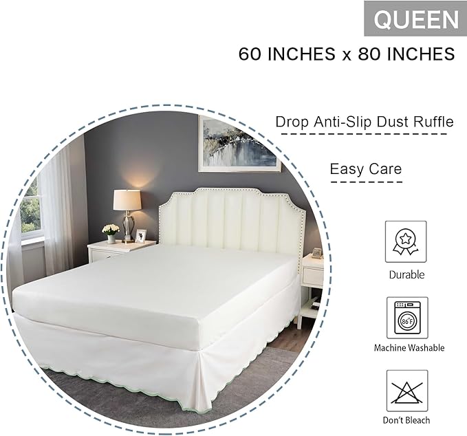 HIG Off-White Chic Queen XL Bed Skirt - Image 2