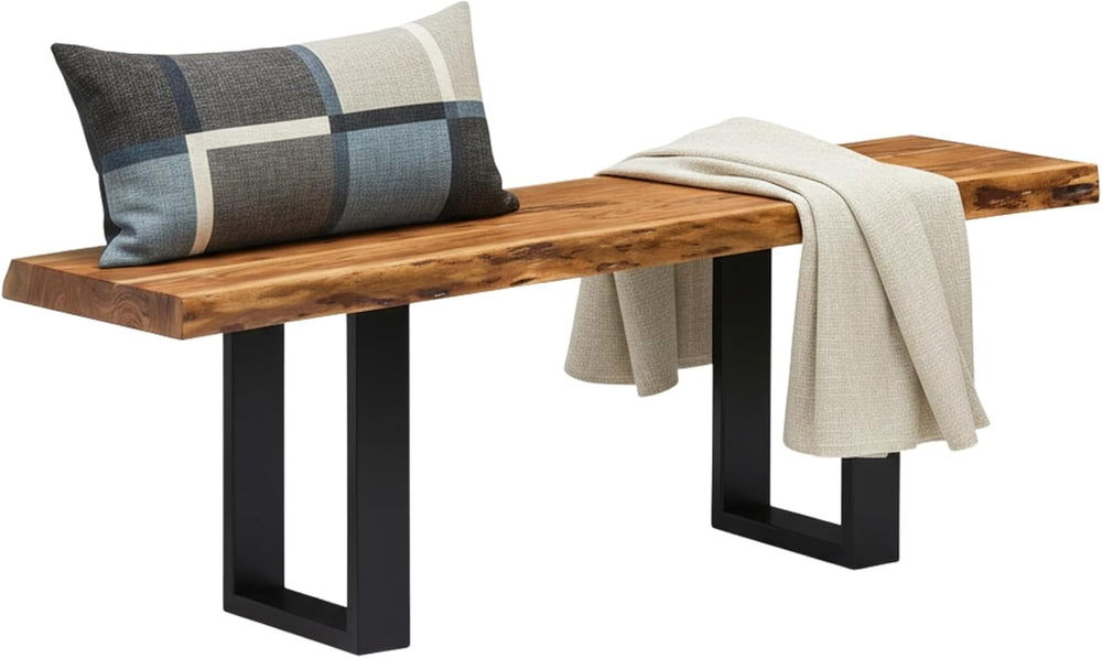 Alaterre Alpine Live Edge Solid Wood Rustic Entryway Bench, Natural, 48”