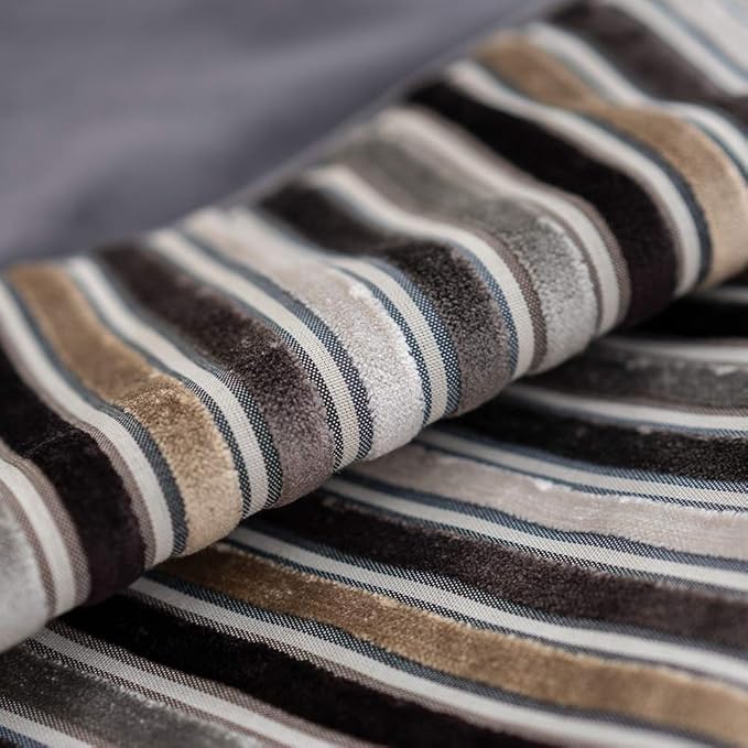 Yangest Grey Striped Throw Pillow Cover Multicolor Velvet Cushion Cover Modern - Image 3
