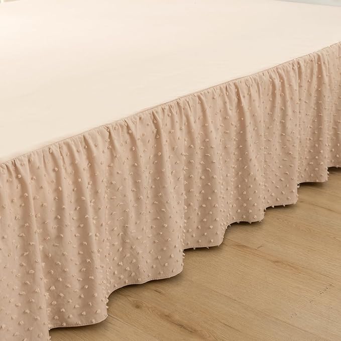 Tufted Dot Bed Skirt Queen Size, Ruffled Bed Skirt - Image 3