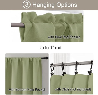 Gwine Sage Green Blackout Curtains 30 Inch Length, Short Kitchen Curtains - Image 5
