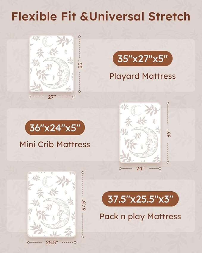 Pack and Play Sheets Fitted 3 Pack, Mini Crib Sheets - Image 3