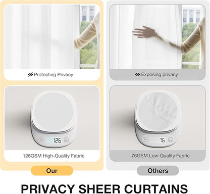 Anmao Non-See-Through Bright White Privacy Semi Sheer Curtains - Image 2