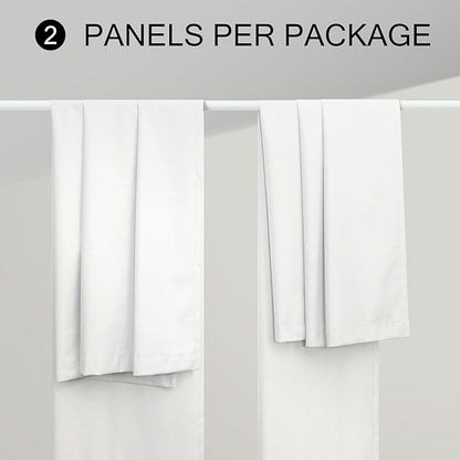 104 Inch Long Curtains White Linen Black Out Back Tab Pleated Blackout Curtain - Image 9