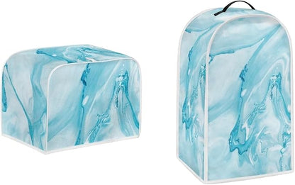 White Blue Marble Texture Pattern Appliance Covers Set Washable Kitchen Blender by Pointodoor