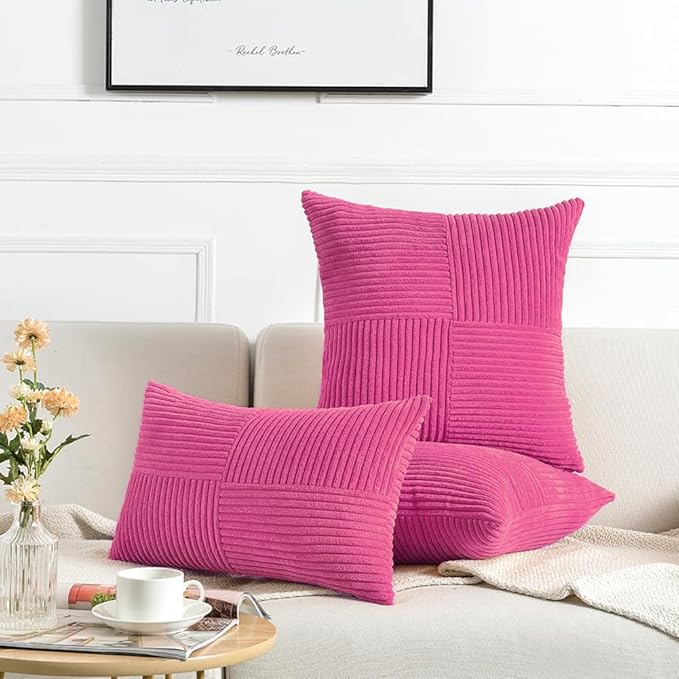 Fancy Homi 2 Packs Hot Pink Long Lumbar Decorative Throw Pillow Covers 12x24 - Image 6