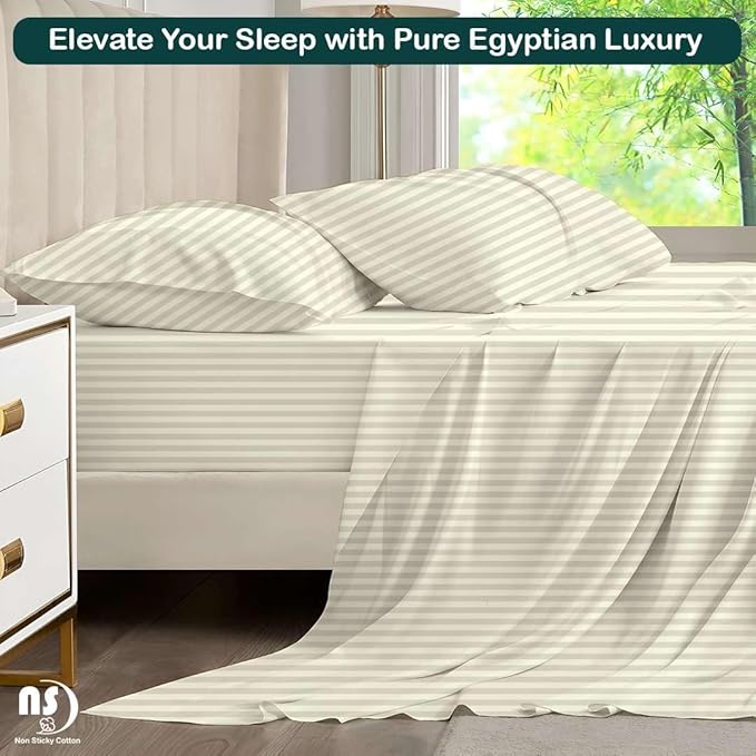 NON Sticky cotton Twin Size Sleeper Sofa Sheets, 4 Piece Egyptian Cotton Bed - Image 5