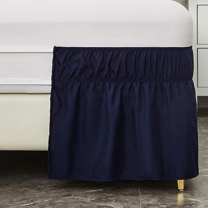 MEILA Wrap Around Bed Skirt Three Fabric Sides Elastic Dust Ruffled 16 Inch - Image 4