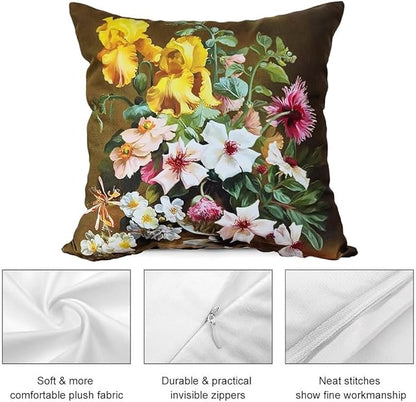Vintage Floral Bouquet 20x20 Plush Throw Pillow Case, Double-Sided Printed - Image 3