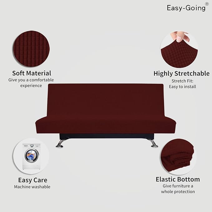 Easy-Going Stretch Futon Slipcover Armless Sofa Cover Furniture Protector - Image 3
