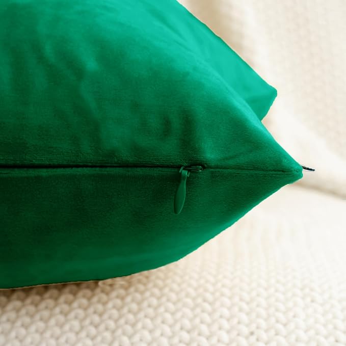 HWY 50 Dark Green Velvet Throw Pillow Covers 16x16 Inch - Image 4