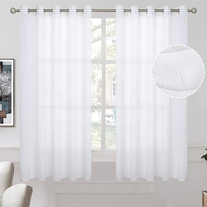 BGment Natural Linen Look Semi Sheer Curtains by BGment